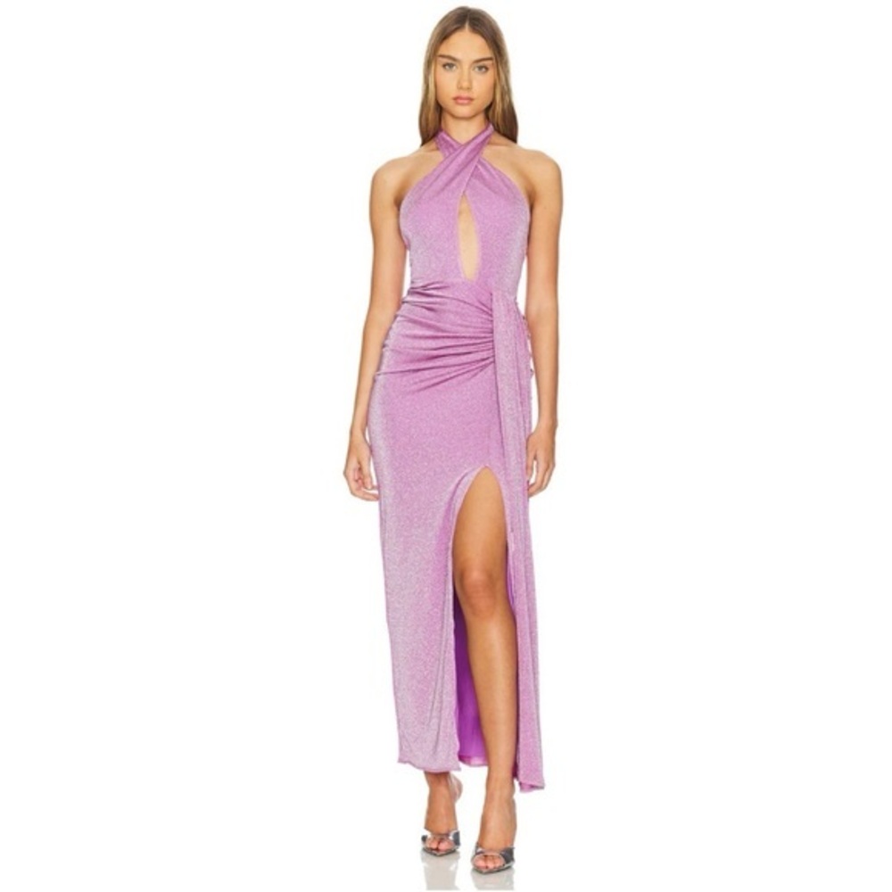 Baobab Collection Lavender Halter Maxi Dress with Thigh Slit